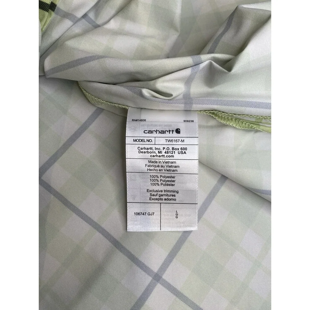 Carhartt Men's Large Short Sleeve Green Plaid Relaxed Fit *NWT*